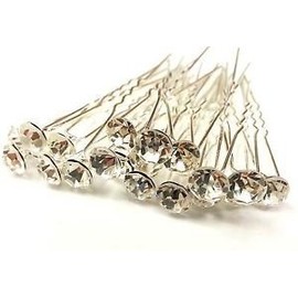 20pcs CLEAR - 8mm Glass Crystal Rhinestone Diamante Wedding Bridal Prom Hair Pin