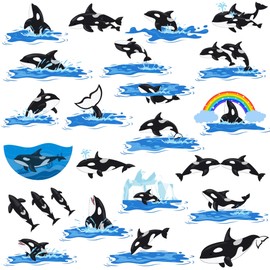 McEtt Orca Sticker Sheets - Cute Killer Whale Stickers for Kids Teens Students - 5 Sheet Pack (110 Pieces) - Classrooms, Party Favors, Water Bottles, Laptops