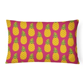 Caroline's Treasures BB5136PW1216 Pineapples on Pink Canvas Fabric Decorative Pillow Machine Washable, Indoor Outdoor Decorative Pillow for Couch, Bed or Patio, 12HX16W