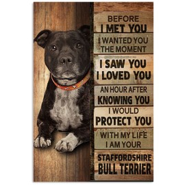 Staffordshire Bull Terrier Dog Before I Met You I Wanted You The Moment I Saw You I Love You Metal Sign Bathroom Decor Vintage Mural 8X12 inches