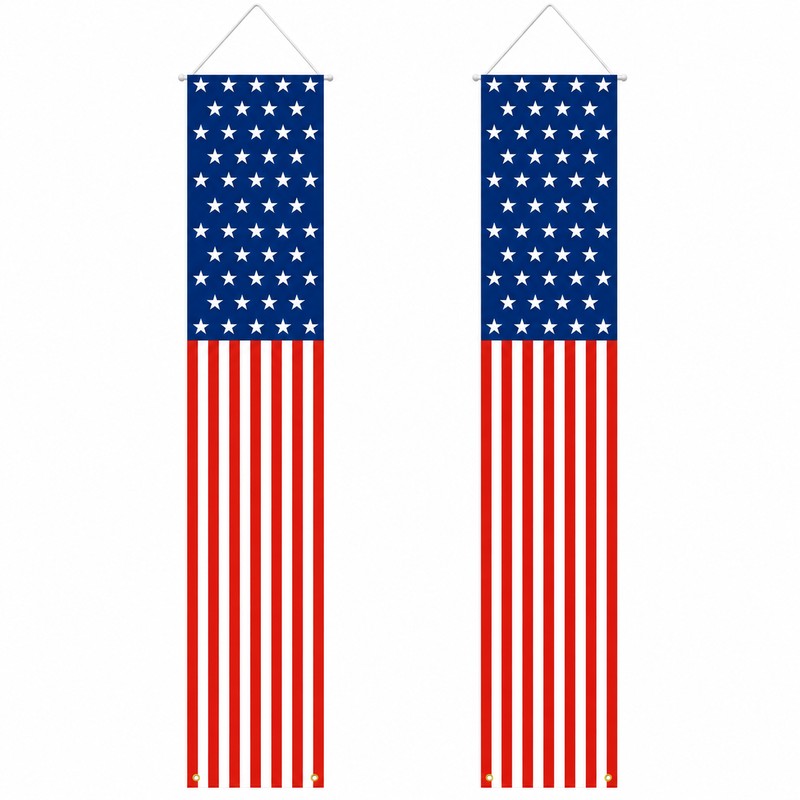 American Flag Hanging Banner for Patriotic Decor – Polyester Porch