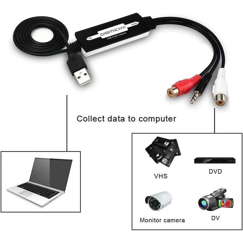 DigitPro USB 2.0 Audio Capture Card for Vinyl Records, Audio