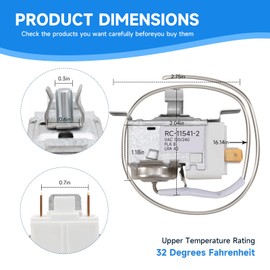 WR09X20002 Refrigerator Cold Control Temperature Thermostat Compatible with GE A3316ABSERBB CTH14CYBERAA GTE16BBZBRWW, Fridge Control Thermostat Replace WR09X10027 AP3427563 PS288218 WR9X10043