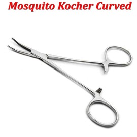 MEDSPO Professional Forceps | Dental Medical Ortho Surgical Needle Holder Locking | Veterinary Suture Restorative | Orthodontic Pliers Instruments CE (Mosquito Kocher curved)