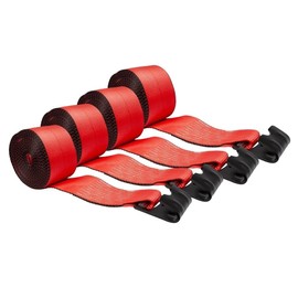 Mytee Products (4 Pack) Winch Straps 4" x 30' Red Heavy Duty Tie Down w/Flat Hook WLL# 5400 lbs | 4 Inch Cargo Control for Flatbed Truck Utility Trailer
