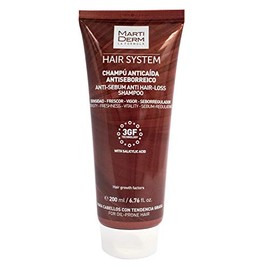 MartiDerm Hair System Champú/Shampoo Anticaída Antiseborreico. Consigue un cabello libre de grasa e impurezas. Factores de crecimiento capilar 3GF + Ácido salicílico. Mejora el anclaje al cuero cabelludo - 200 Ml