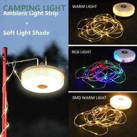 Camping Lights Multifunctional String Lantern with String Light(29.5Ft), Rechargeable LED Camp String Lights Tent Light IP44 Waterproof, Camping Lamp Portable Flashlights for Emergency,Outdoor,Hiking