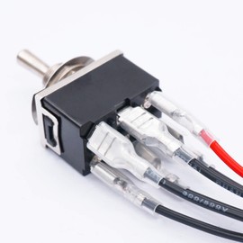 Taiss/3 Pcs Rocker Toggle Switch Heavy Duty 6 Pin 3 Position ON/OFF/ON DPDT 16A 250VAC Spade Terminal Metal Bat Switch with Waterproof Boot Cap + 6.3mm Terminal Wires TEN-1322MX-B203