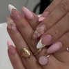 LPOODDNU 3D Pink Press on Nails Almond - Medium French