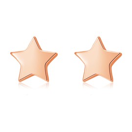 Estrellique 925 Sterling Silver Stud Earrings, Small Stud Earrings, Silver Earrings, Star/Heart/Cross Stud Earrings for Women Girls, Hypoallergenic Cartilage Sleeping Stud Earrings, 5 mm Simple Stud