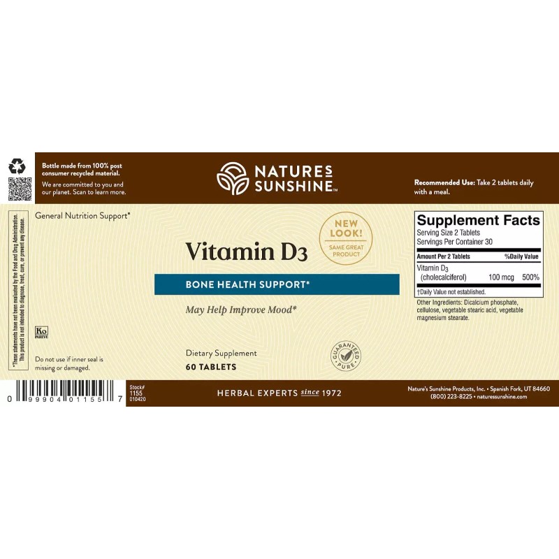 NATURES SUNSHINE Vitamin D3 NA-4