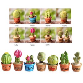 7 in 1 Dollhouse Decoration Plant Pots Miniature Green Potted Miniature Bonsai Model Dollhouse Accessories Decor,1 12 Scale Doll House Miniature Plant Model (7 dersert Plants Bots)