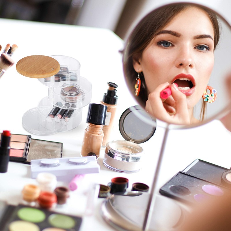 Relaxdays Make Up Organizer Round 3 Tier Rotating Cosmetic &