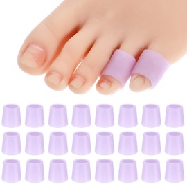 24 Pcs Silicone Toe Sleeves, Soft Gel Protector Toe Cushions Cuttable Pinky Toe Sleeves Protectors Corn Protectors Toe Tube Pads for Hammer Toe Stubbed Toe Corns Calluses Protect(Purple)