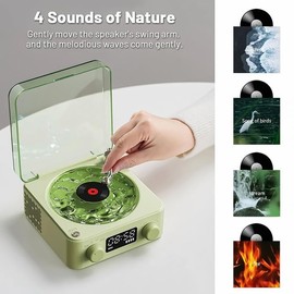 Loytio Bluetooth Music Player with Projection,Portable Four Modes Wireless Vintage Vinyl Record Player,Anniversary Gift for boyfriend and girlfriend - Color: green