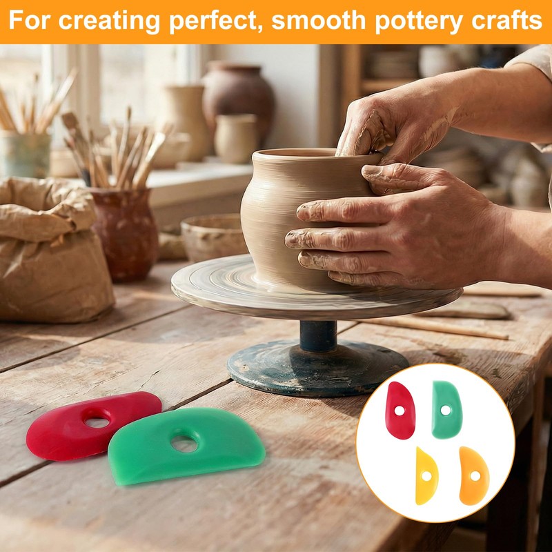 4 Pcs Soft Rubber Rib Clay Sculpting Tool for Pottery