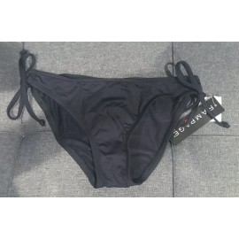 Rampage Women's XS Black w/Embroidered Flowers Side Tie Bikini Bottoms NWT