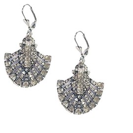Silver Tone Art Deco Antique Vintage Retro Style Imitation Diamond Rhinestone Dangle Earrings