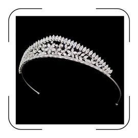 QXMYOO Small Wedding Crown Cubic Zirconia Diamond Tiara for Quinceanera Sweet 16 Birthday Simple Bridal Headband Crystal Hair Accessories Silver Bride Head Pieces
