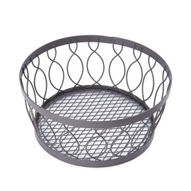 Gourmet Basics by Mikasa Rustic Farmstand Metal Centerpiece Basket, Vintage Gray