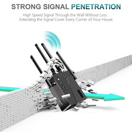 WiFi Extender Signal Booster - 2X Faster Internet Extender, Covers 13000 sq.ft Long Range, Dual Band Gigabit Ethernet Port, Supports 50+ Devices