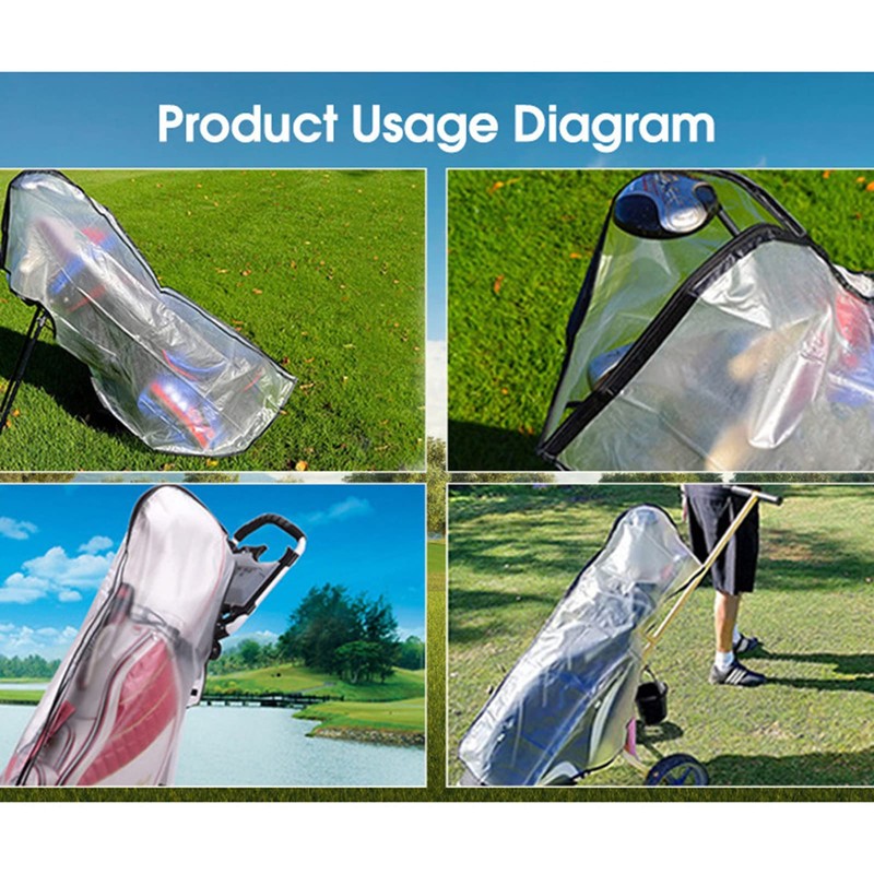 Golf Rainproof Bag Cover,Portable PVC Transparent Dustproof Waterproof Golf Bag