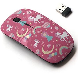 CJCBROES 2.4G Wireless Mouse with Cute Pattern Design for All Laptops and Desktops with Nano Receiver - Magic Element Unicorn