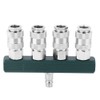 4 Way Air Hose Splitter, Brass Galvanised Pneumatic Connection Adapter,