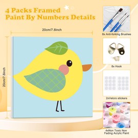 RICUVED 4 Pieces Paint by Numbers Children with Frame Animals Paint by Numbers for Child, Cute Oil Painting Children from 5 6 7 8 9 Years for Home Decoration Used 20 x 20 cm