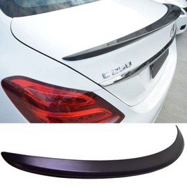 Trunk Spoiler Compatible With 2015-2020 Benz W205 C Class, AMG Style ABS Unpainted Black Rear Tail Lip Deck Boot Wing Other Color Available By IKON MOTORSPORTS, 2016 2017