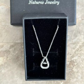 Natures Jewelry Crystal Water Drop Necklace for Women Sterling Silver S925