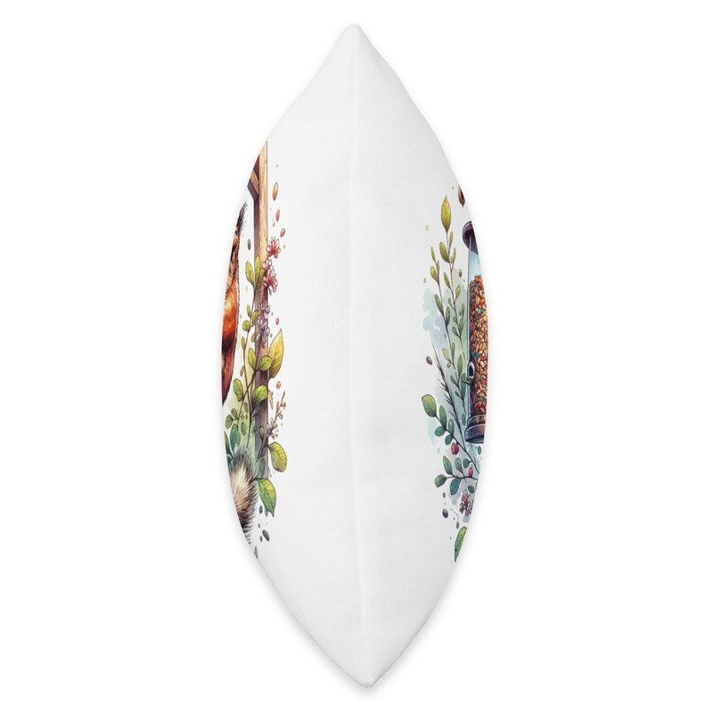 Squirrel in bird feeder- happy diner Throw Pillow