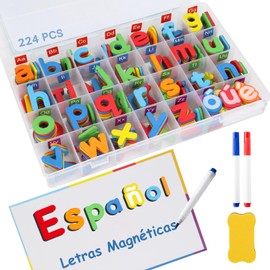 Juego de Letras Magnéticas en Español, Alfabeto Magnético de 224 Piezas, Material Montessori Didactico para Hogar y La Escuela con 2 Plumones y...    
