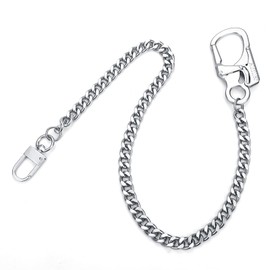 Ahiller Biker Wallet Chain, Heavy Duty Pocket Chain with Lockable Carabiner, Men Chains for Keys, Jeans, Pants, Purse and Handbag (P-Silver-1PCS)