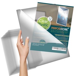 Performore 12 Pack of Clear Project Pocket Sleeves, 9" X 14.5" Legal Size Transparent Plastic Folder Protectors for Documents, Files and Papers, Premium Quality