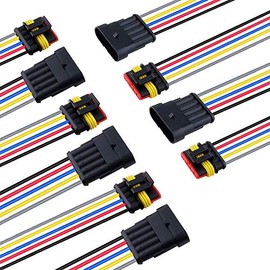 MUYI 5 Sets 5 Pin Wire Connector 18AWG Waterproof Electrical Connectors Kit with 10cm Pigtail 1.5mm Series Weatherpack Connectors (5 pin)