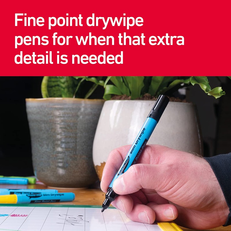 Show Me Fine Tip Drywipe Whiteboard Pens 12-Pieces, Black