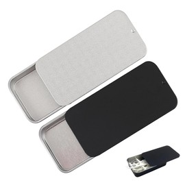 HNGUSNHOP 2 PCS Empty Metal Box with Slide Top Reusable Floss Pick Metal Case Portable Cotton Bud Holder Toothpick Holder for Cotton Ball Toothpicks Floss Picks