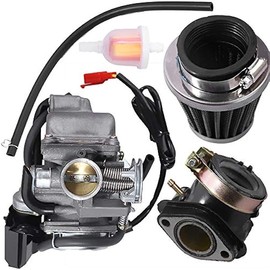 GY6 150cc Carburetor 26mm with Air Fuel Filter Intake Manifold Replacement for Kazuma Taotao Roketa SunL Baja Eagle 157QMJ 1P57QMJ Engine Scooters Moped ATV Go Kart