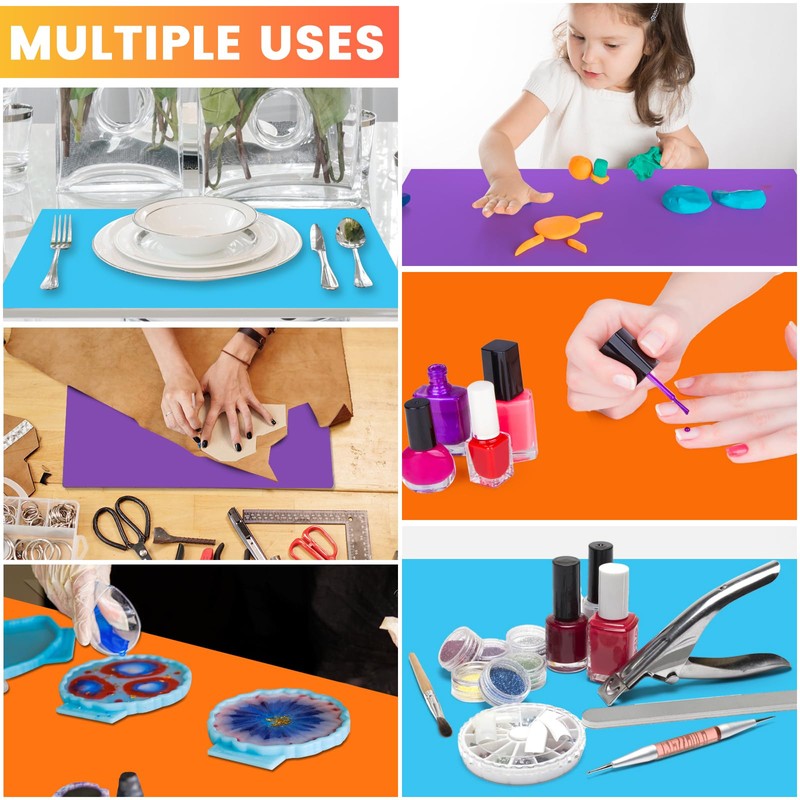 3 Pack Silicone Mats for Crafts, Premium Playdough Mat,A3 Size