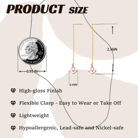 18K Gold Earrings For Women Dangling Threader Earrings Chain Jewelry For Girls Lightweight (With Gift Bag)(Dangling Threader Earrings)