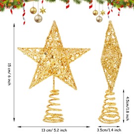 Decoración para árbol de Navidad de 6 pulgadas, exquisita decoración brillante para árbol de Navidad (dorado)