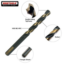 NORTOOLS Metal Drill Bit Set 19-Piece Drill Bit Set HSS M2 Turbo Drill Twist Drill Bit Set Attachments for Drills for Alloy Steel, Sheet Metal