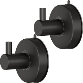DGYB Suction Cup Hooks for Shower Black Bathroom Hooks Suction Set of 2 Removable Wall Hook for Hanging Towels, Robe, Loofah, Coats