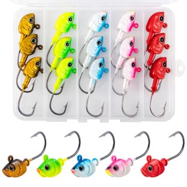 Alwonder 15-Pack Swimbait Jig Heads Kit, Saltwater Fishing Jig Head Flat Jigs with 3D Eyes High Carbon Steel jigs heads hooks Surf Trolling Fishing Pompano Flounder Bass Striper Halibut Mackerel 3/4oz