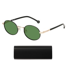 AMBEYE Green PC Lens Metal Round Frame Glasses for Light Sensitivity, Blue Light Blocking & Glare Reduction – Indoor/Outdoor, Computer Use, Office Work & Daily Comfort（Black）