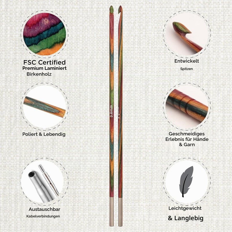 KnitPro Symfonie Afghanistan/Tunisian Crochet Hook Set, 8 Sizes (3.5 mm