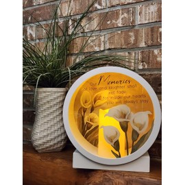 Carson Memorial Lantern Shadow Box with Flameless LED Candle Sympathy Gift for Funeral for Loss of Loved One Remembrance Lantern for Home Decor (Treasures)