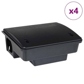 vidaXL Mouse/Rat Traps 4 pcs - Black Polypropylene - 23x19x9.5 cm - Reusable Rodent Traps with Secure Installation & Safety Lid
