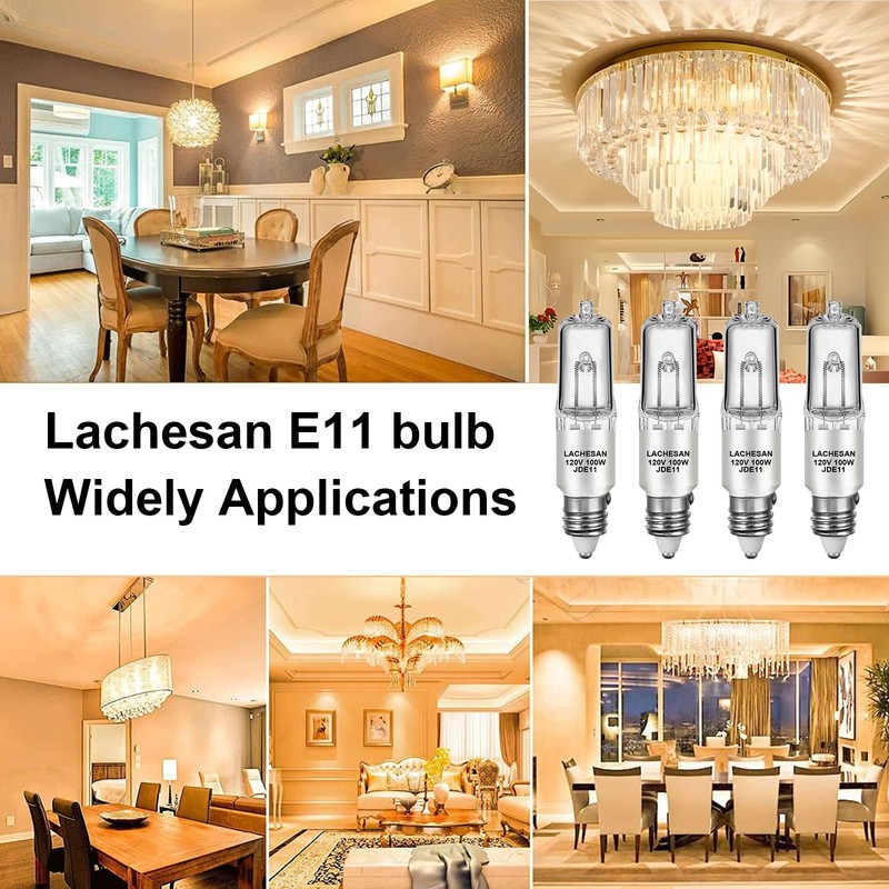Lachesan JDE11 120v 100w, E11 Halogen Light Bulb,Dimmable T4 Mini